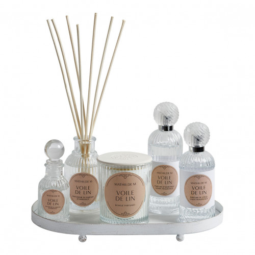 Bandeja ovalada de metal blanco - 25 x 15 x 2,5 cm