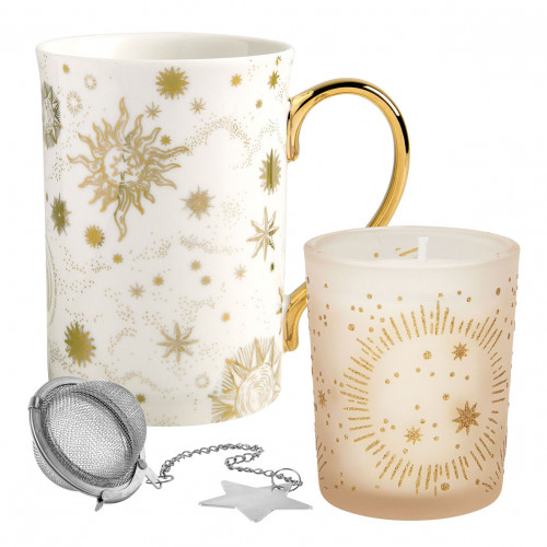 Fête Céleste scented candle and mug gift set - Nuit d'Ambre