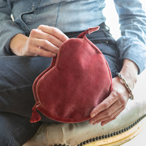 Pochette Cœur Velours - Rose Pochette Cœur Velours - Rose