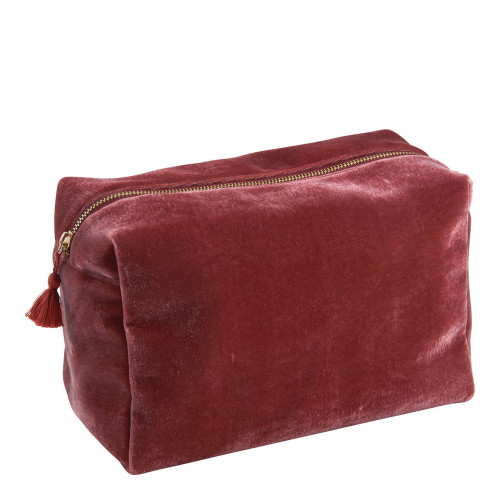 Rectangular Toiletry Bag Pink Velvet - Large Size