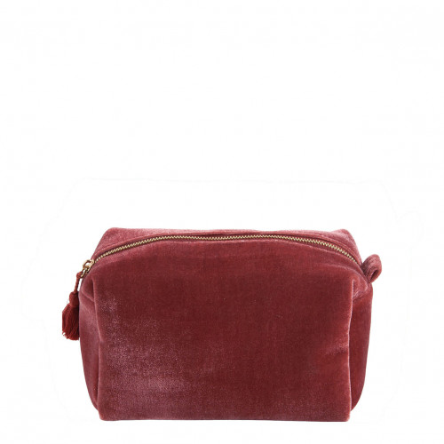 Neceser rectangular de terciopelo rosa - Modelo pequeño