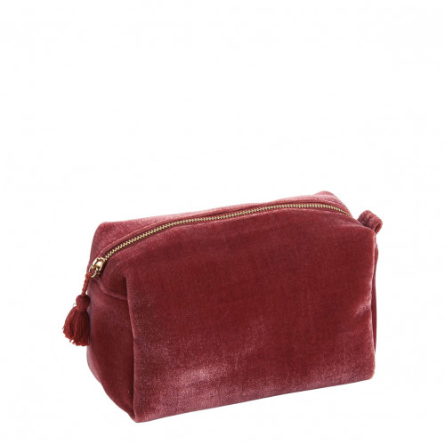 Neceser rectangular de terciopelo rosa - Modelo pequeño