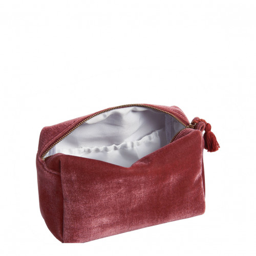 Rectangular Toiletry Bag Pink Velvet - Small Model