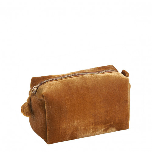Rectangular Toiletry Bag Yellow Velvet - Small Size