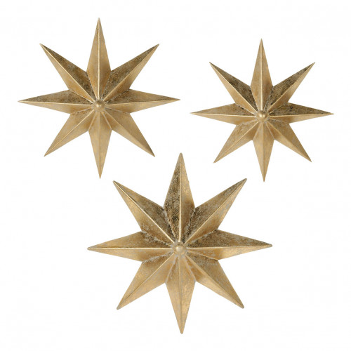 Set of 3 Metal Stars with brass finish