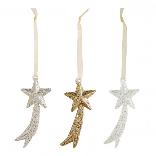 Set of 3 glittery glass shooting stars