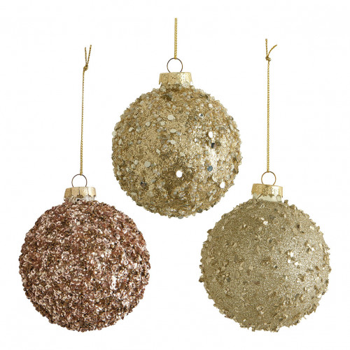 Set de 3 bolas decorativas Cometa de vidrio con purpurina