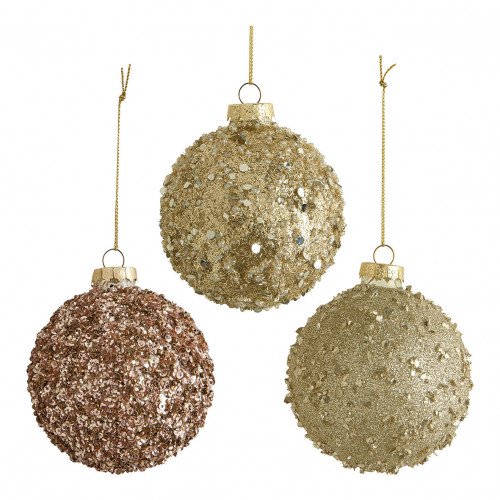 Set of 3 glittery Comet decorative glass balls