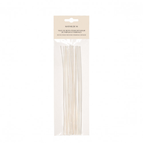 Sachet de 18 tiges de rotin blanchi 20 cm