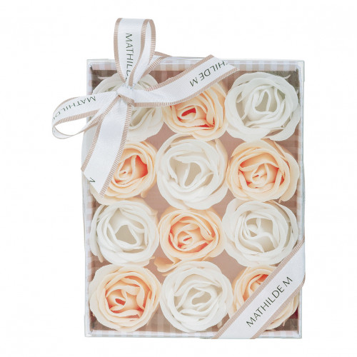 Set of 12 roses in white and nude soap sheets - Rose Scent