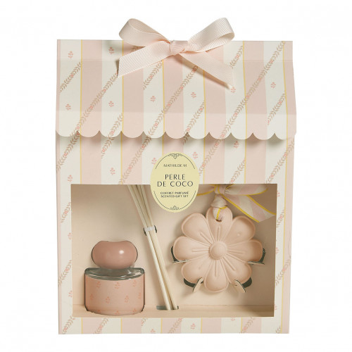 Conjunto de difusor de perfume 40 ml e decoração Banho de Sol - Pérola de Coco