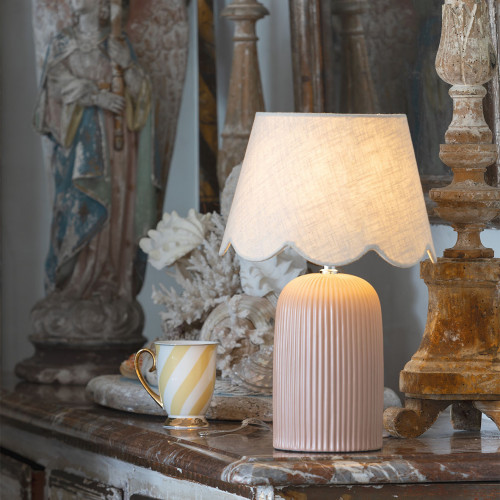 Lámpara Sibylle de cerámica con pantalla de lino - Modelo grande - ⌀ 26,5 x 41,5 cm