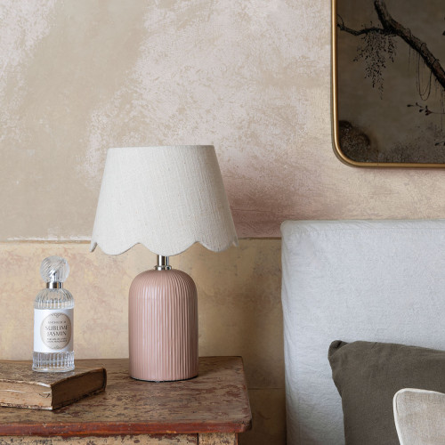 Lámpara Sibylle de cerámica con pantalla de lino - Modelo pequeño - ⌀ 18,5 x 28,5 cm