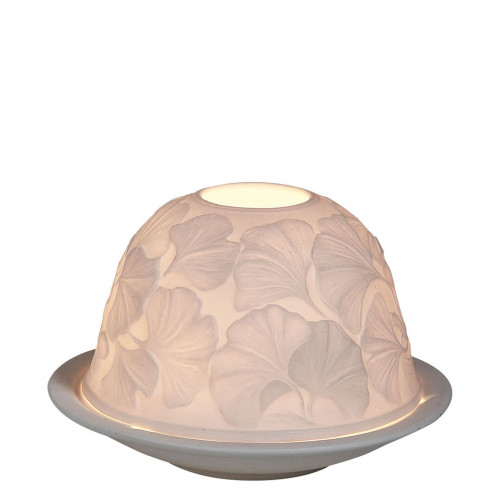 Foliage lithophane tealight holder in unglazed porcelain