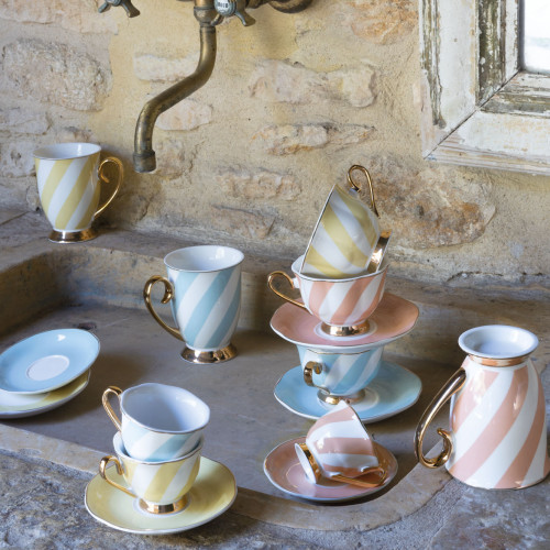 Taza Madame de Récamier rayas pastel - Amarillo