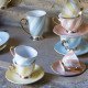 Madame de Récamier Tea Cup and Saucer with Pastel Stripes - Pink