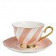 Madame de Récamier Tea Cup and Saucer with Pastel Stripes - Pink