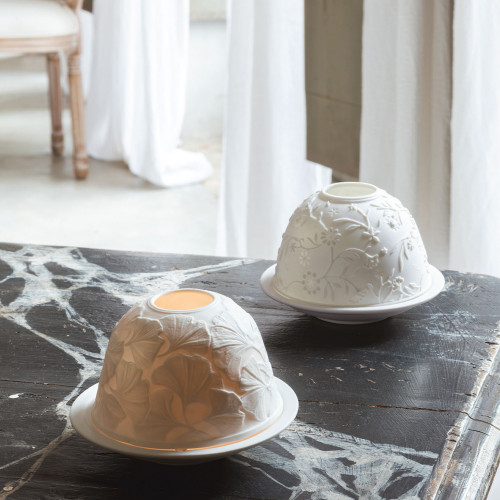 Portavelas litofanía Margarita en biscuit de porcelana