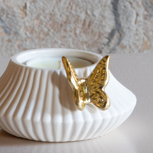 Butterfly candle holder set and 6 scented candles - Rose Élixir Butterfly candle holder set and 6 scented candles - Rose Élixir