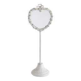 Miroir sur pied Cœur en métal blanchi