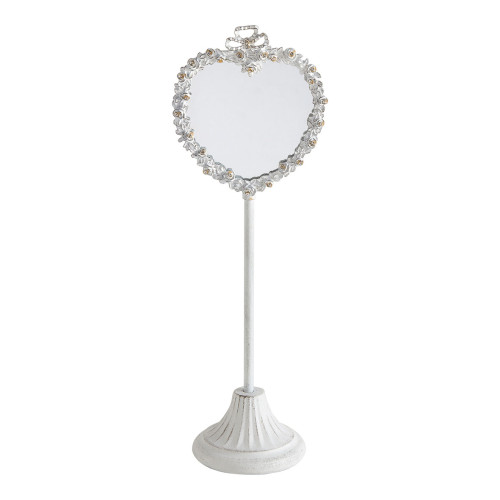Miroir sur pied Cœur en métal blanchi