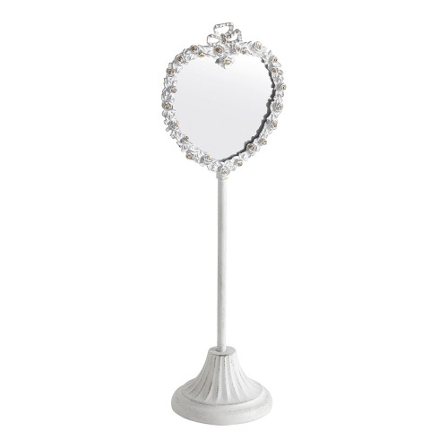 Miroir sur pied Cœur en métal blanchi
