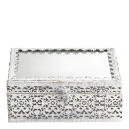 Joyero rectangular Précieuse en metal blanqueado