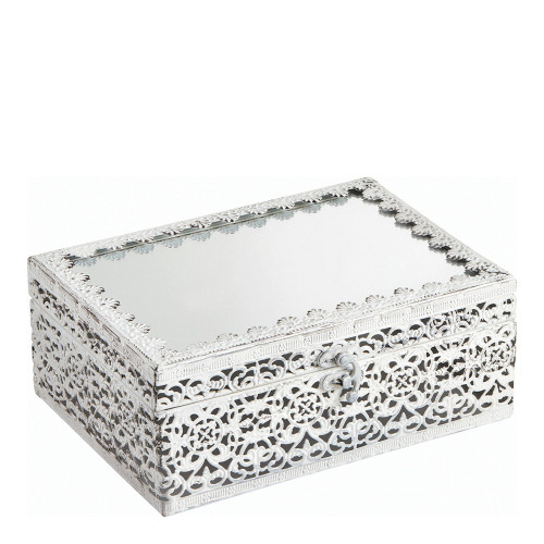 Boîte à bijoux rectangulaire Précieuse en métal blanchi Boîte à bijoux rectangulaire Précieuse en métal blanchi