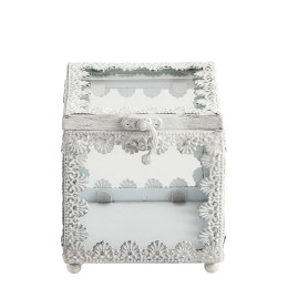 Boîte à bijoux carrée Précieuse en métal blanchi - Petit modèle