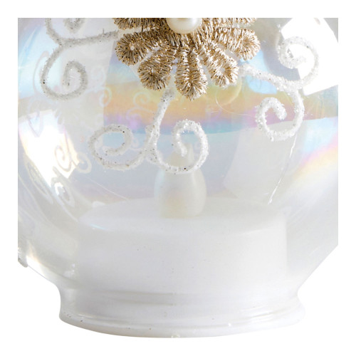 Christmas Snowflake Ball in glass with integrated LED candle