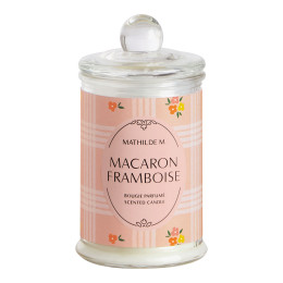 Coffret bougie parfumée 100 g et décors Gourmandises d'Été - Macaron Framboise