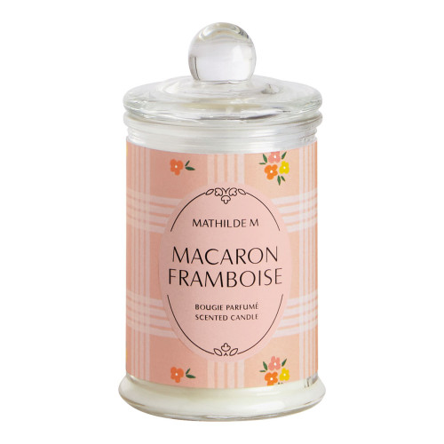 Gift Set Scented Candle 100 g and Gourmandises d'Été Decorations - Macaron Framboise
