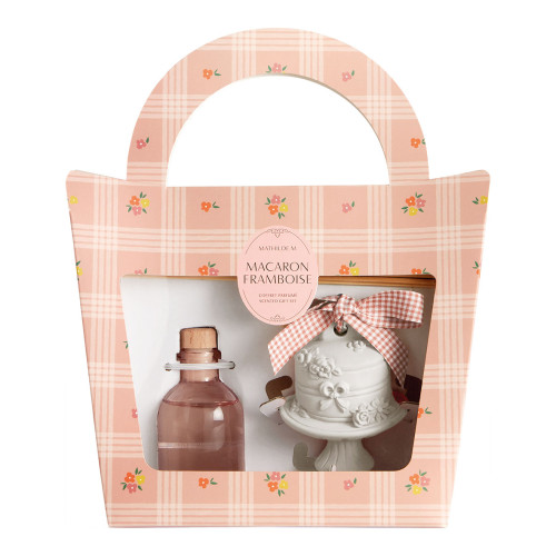 Fragrance Diffuser Gift Set 50 ml and Gourmandises d'Été Decoration - Macaron Framboise