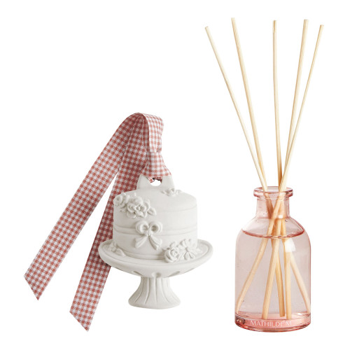 Coffret diffuseur de parfum 50 ml et décor Gourmandises d'Été - Macaron Framboise