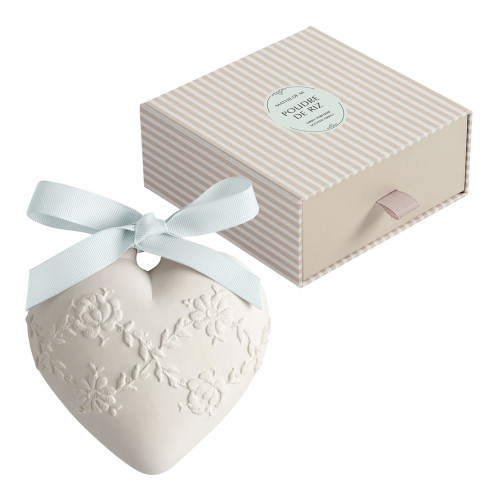 Décor parfumé Grand Cœur brodé - Poudre de Riz