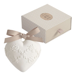 Décor parfumé Grand Cœur brodé - Voile de Lin