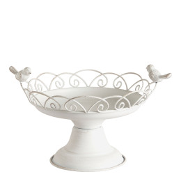 Round Pedestal Tray Oiseaux in Metal - ⌀ 25.5 x 18 cm