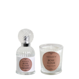 Coffret parfum d'ambiance et bougie parfumée Trésor de Fleurs - Rose Élixir