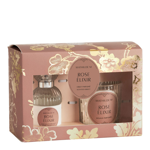 Cofanetto con fragranza per ambienti e candela profumata Trésor de Fleurs - Rose Élixir