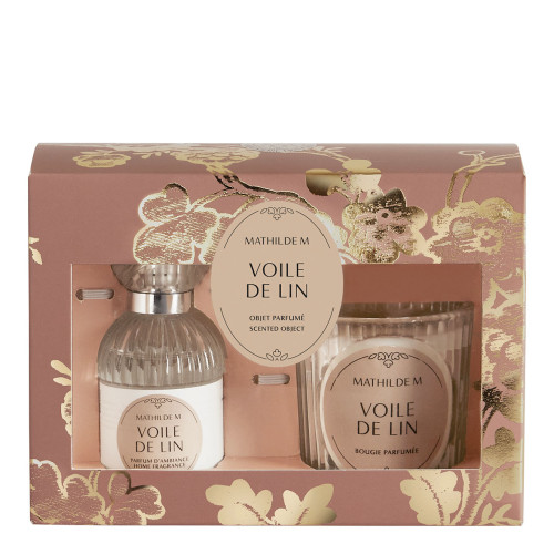 Cofanetto con profumo per ambienti e candela profumata Trésor de Fleurs - Voile de Lin