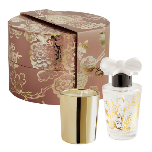 Trésor de Fleurs Bow fragrance diffuser and scented candle gift set - Bois de Cachemire