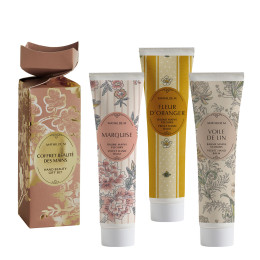Coffret de 3 baumes mains Trésor de Fleurs - Marquise, Voile de Lin et Fleur d'Oranger