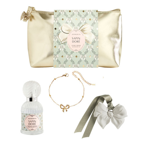 Estuche con perfume de ambiente, pulsera y adorno perfumado Rubans de Fête - Sapin Doré