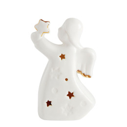 Angelo decorativo in ceramica con LED - Formato medio