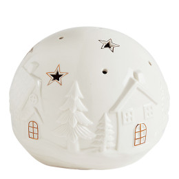 Sfera decorativa Villaggio di Natale in ceramica con LED - Modello grande