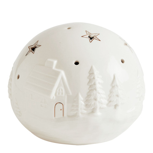 Sfera decorativa Villaggio di Natale in ceramica con LED - Modello grande