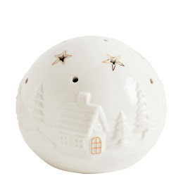 Sfera decorativa Villaggio di Natale in ceramica con LED - Misura media