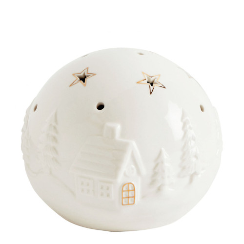 Sfera decorativa Villaggio di Natale in ceramica con LED - Misura media