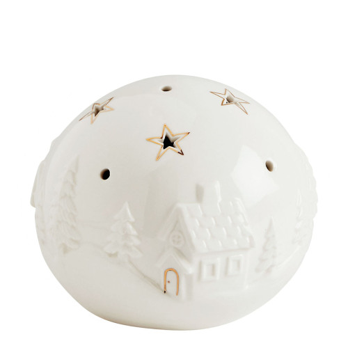 Boule décorative Village de Noël en céramique avec LED - Moyen modèle