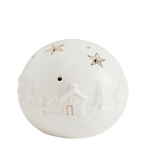 Boule décorative Village de Noël en céramique avec LED - Petit modèle